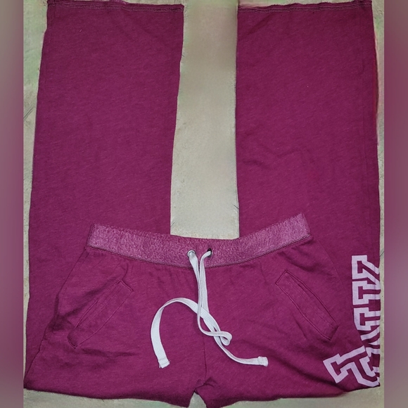 Victoria's Secret PINK Y2K Dark Raspberry/Pink Boyfriend Flare Sweatpants XS - Picture 1 of 6